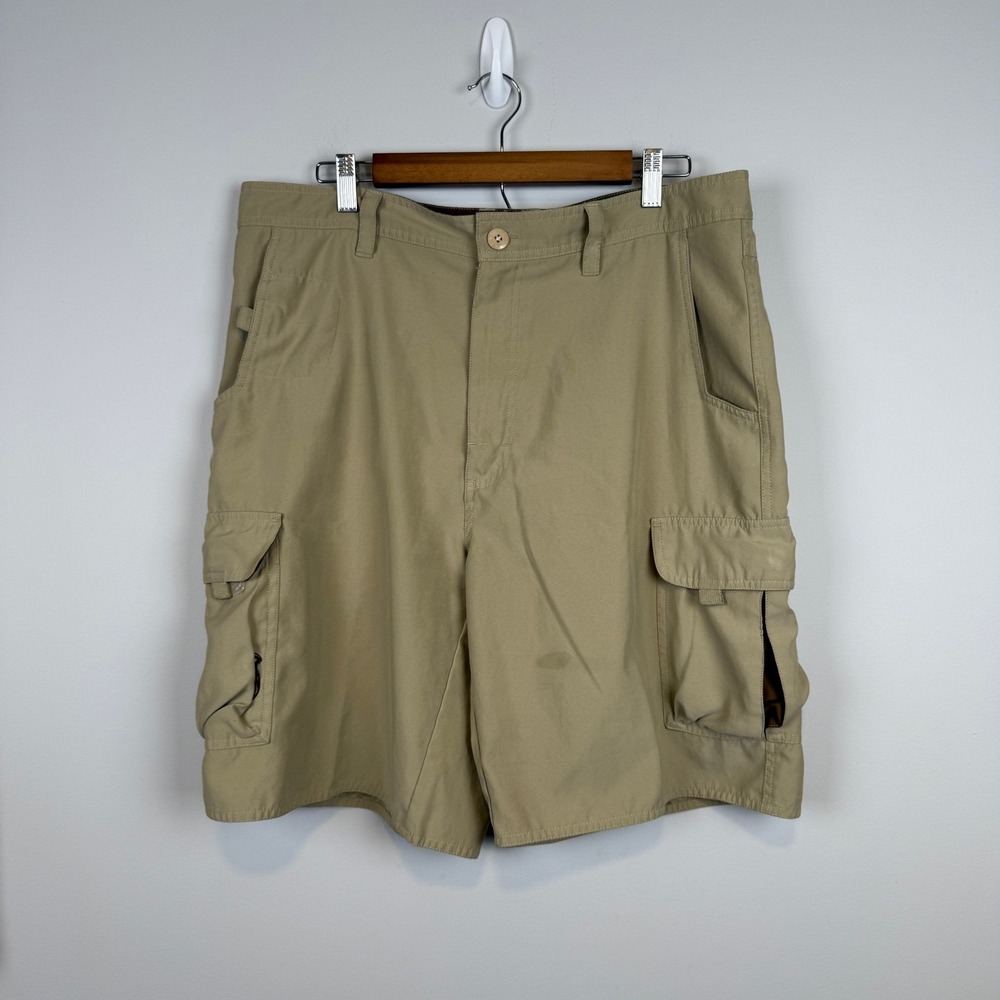 Tony Hawk Mens Y2K Cargo Shorts 36 Tan Skateboarding Utilitarian Multi-Pocket